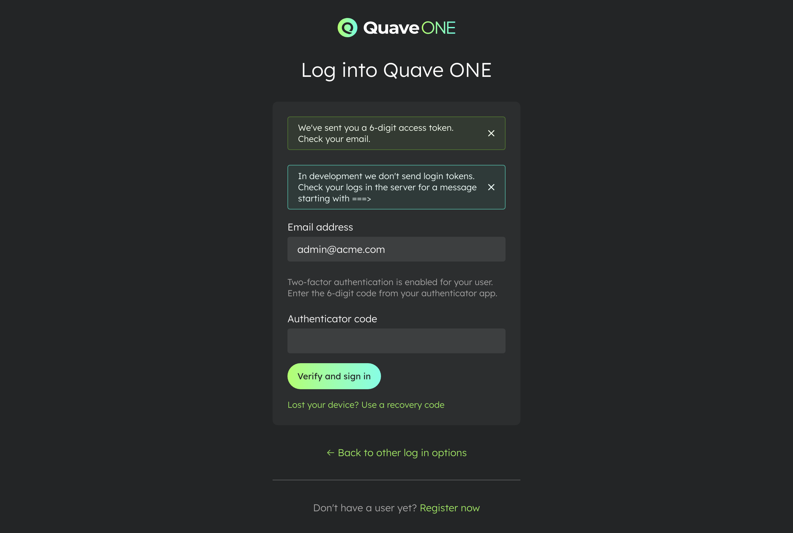 The authenticator-code step during login