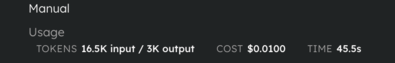 Optimized automation usage showing 16.5K input tokens and a cost of $0.0100.